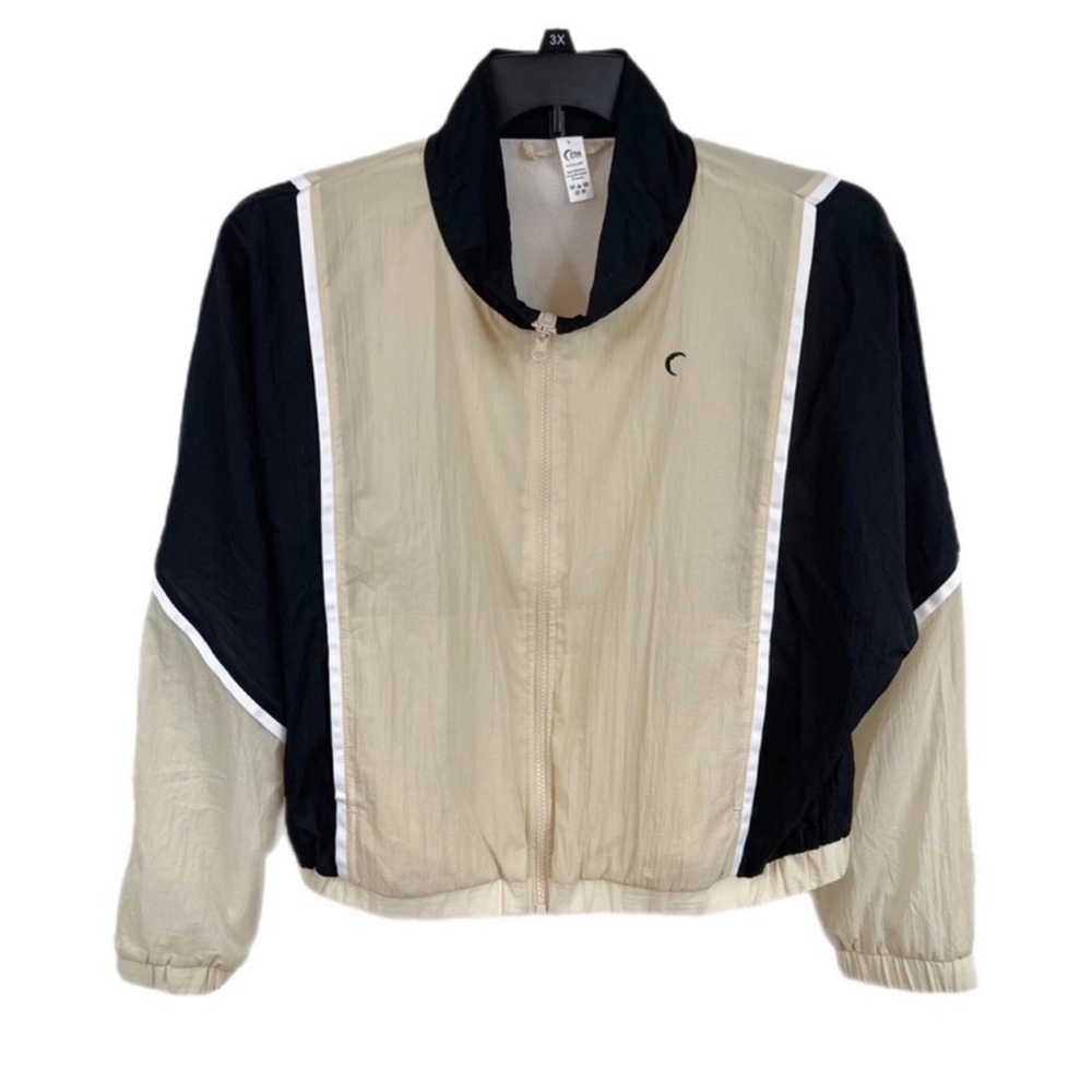 ZYIA Active Neutral Color Block Zip Up Jacket L Workout